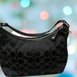 Rare Y2K Coach Demi Signature Bag with Snakeskin Trim and black canvas